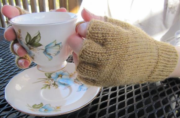 Fingerless Gloves - with finger bits mustard - made to order