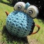 Owl Tea Cosy - duck egg blu..