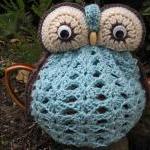 Owl Tea Cosy - duck egg blu..